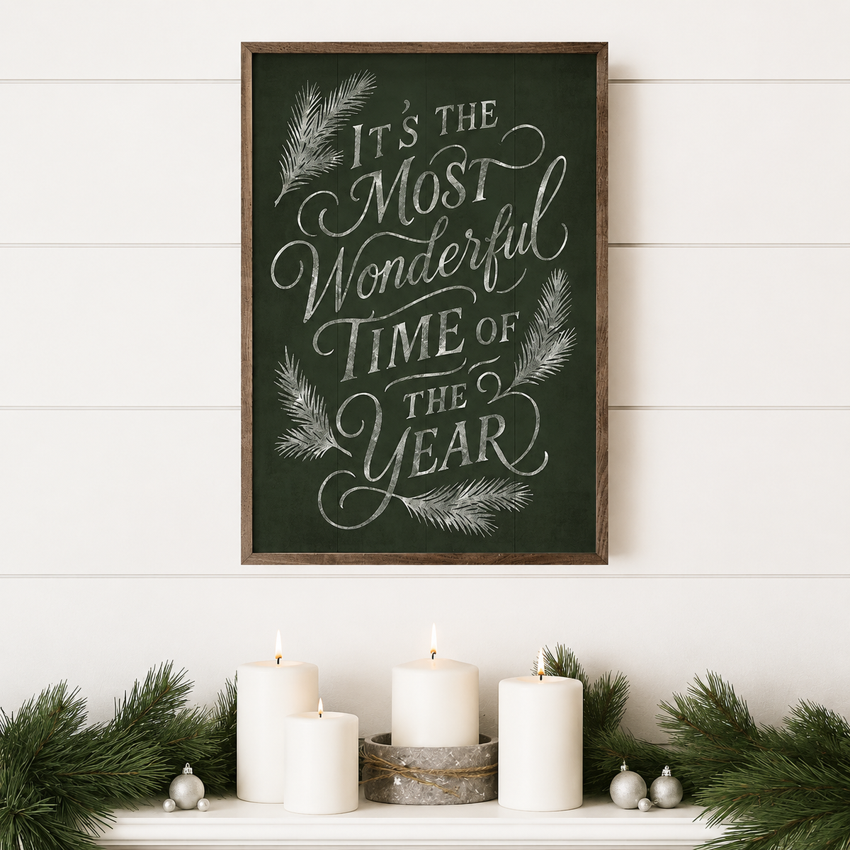 It's The Most Wonderful Time Pine Wood Framed Print