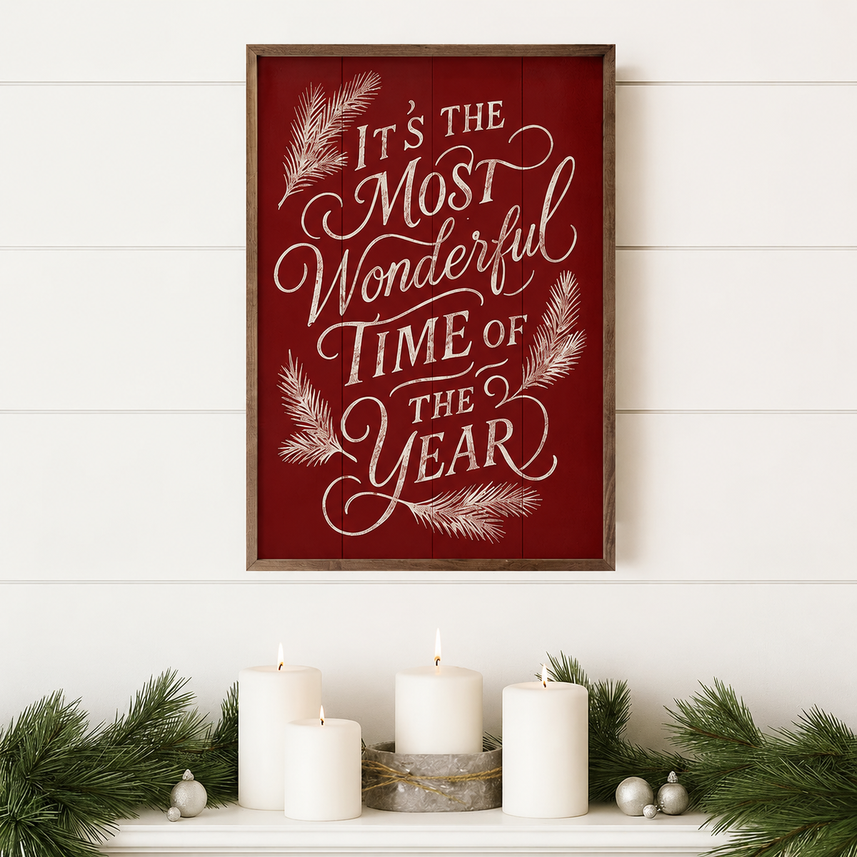 It's The Most Wonderful Time Pine Wood Framed Print