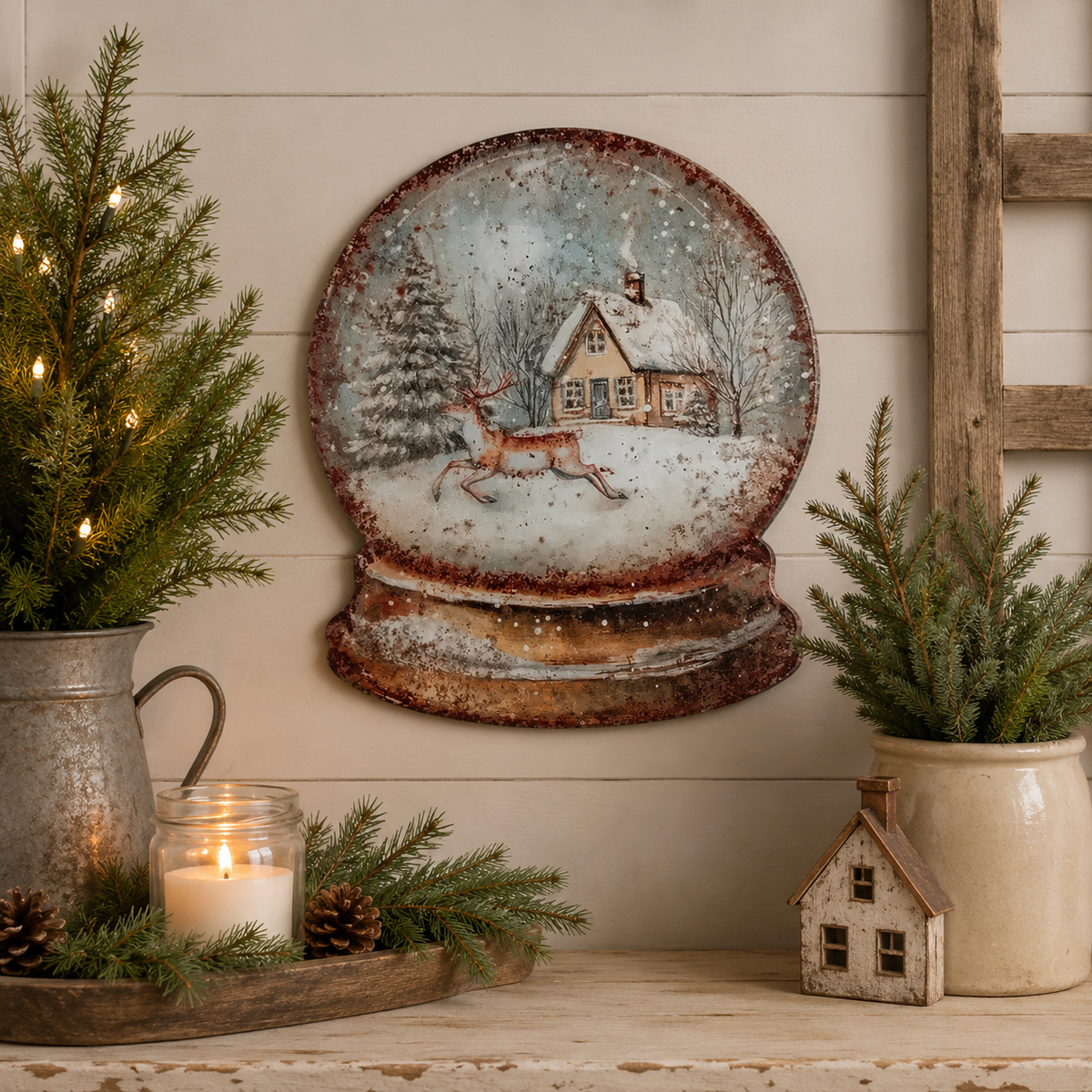 Snow Globe Metal Sign