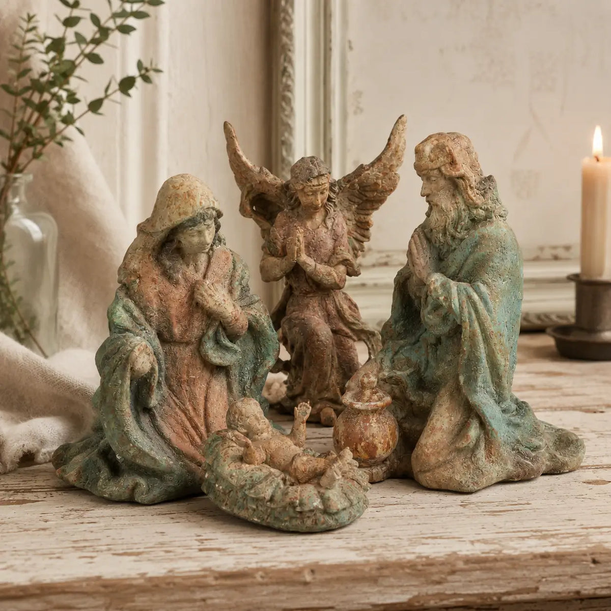 Painted Resin Nativity Set