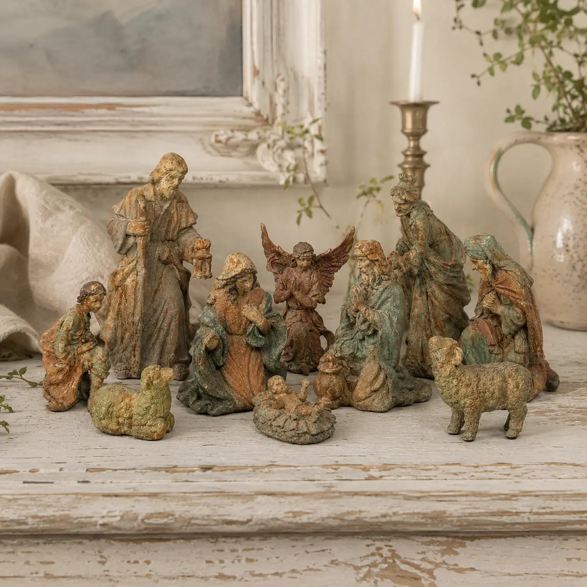 Painted Resin Nativity Set