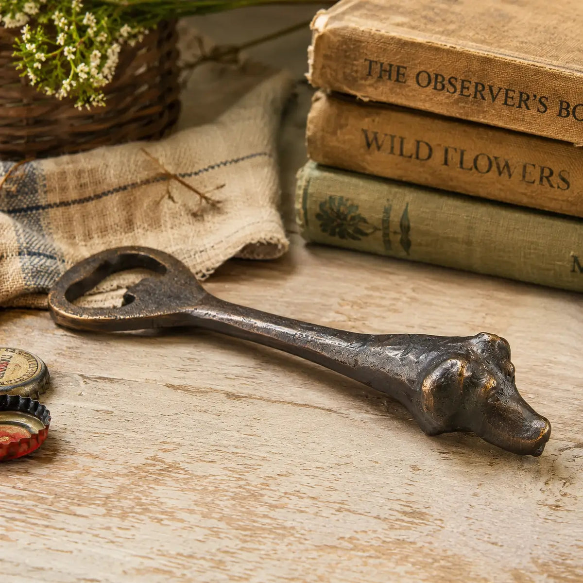 Blackened Brass Dog Bottle Opener