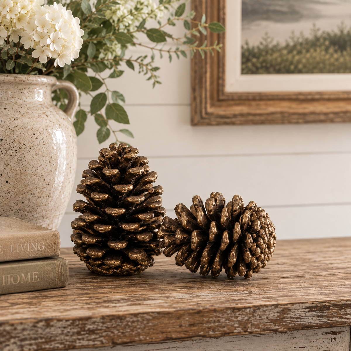 Resin Tabletop Pinecone Set