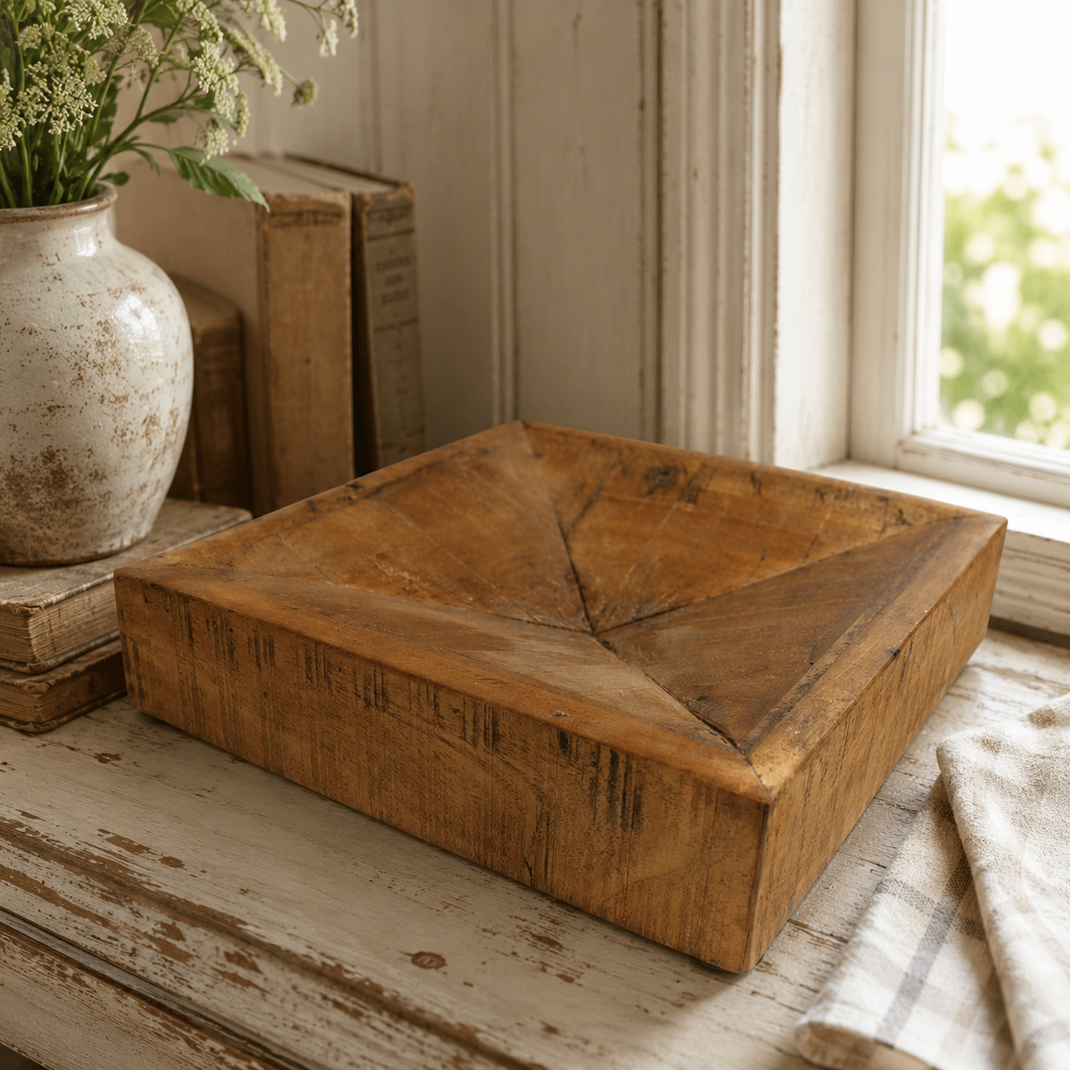 Salvaged Square Wood Tray