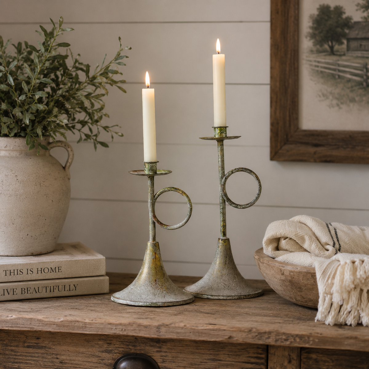Gold Trumpet Taper Candle Holder