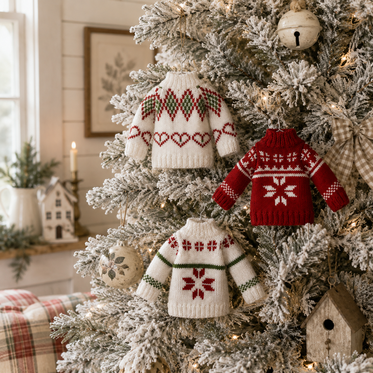 Knit Fabric Holiday Fair Isle Sweater Ornament