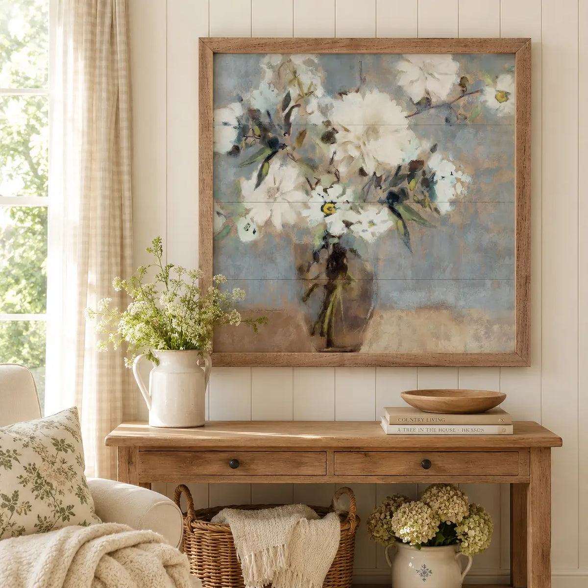 Soft Blue Bouquet 1 By Nina Blue Wood Framed Print