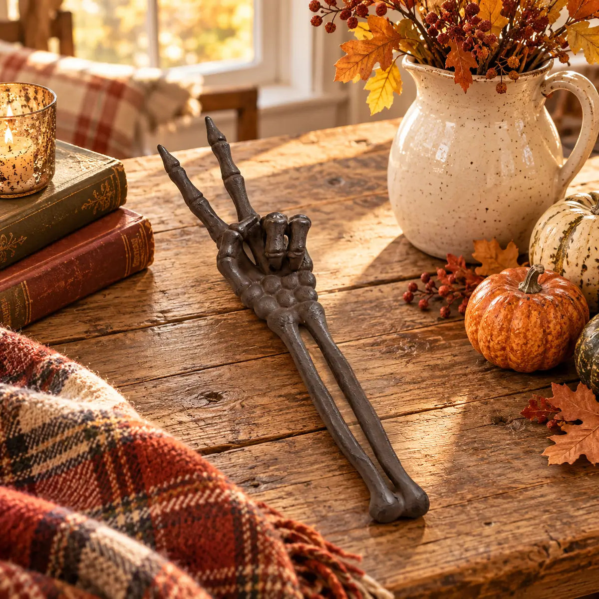 Cast Iron Skeleton Peace Sign