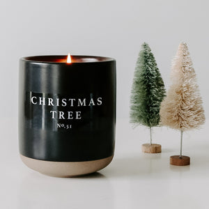 Christmas Tree Soy Candle - Black Stoneware Jar - 12 oz