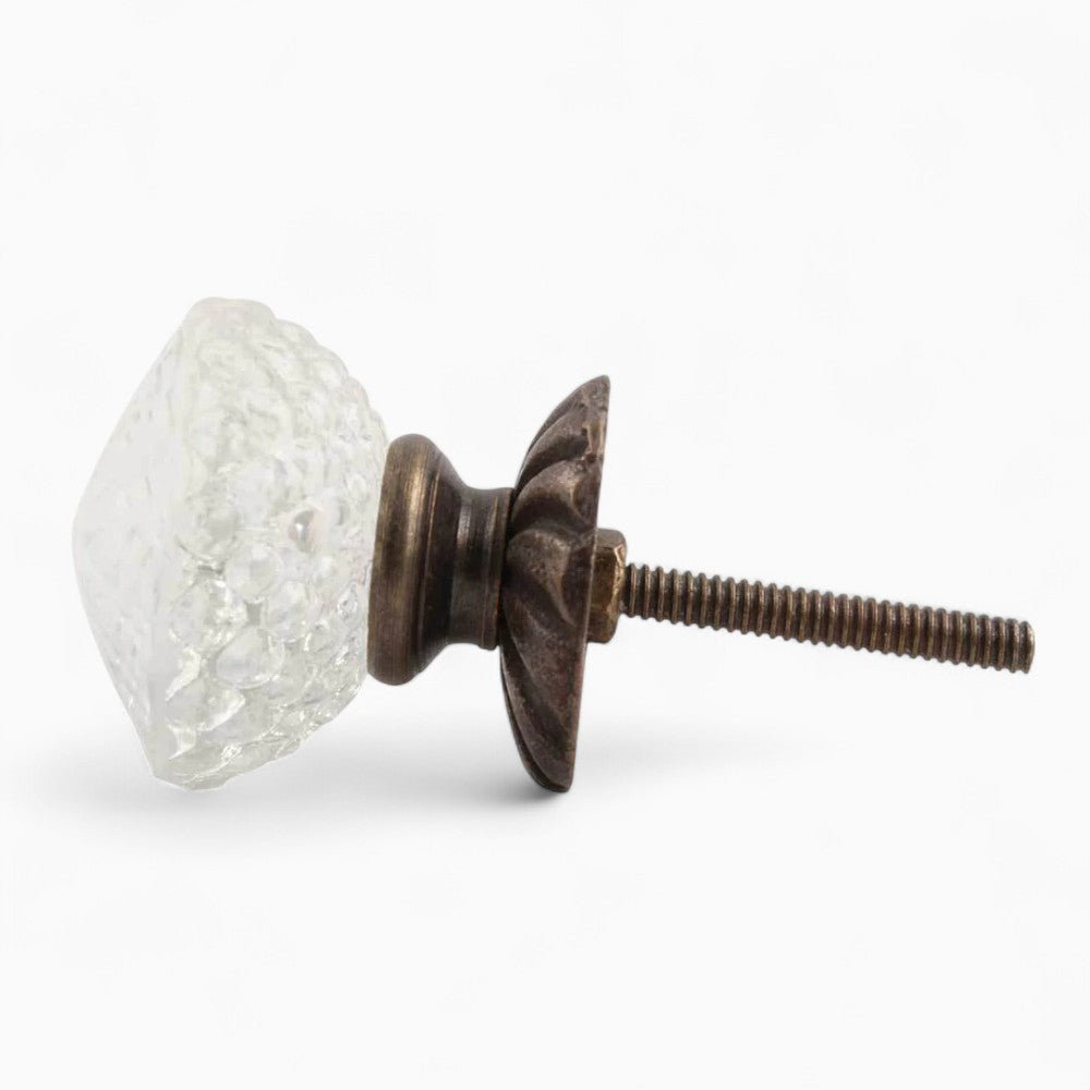 Clear Cut Glass Bronze Knob