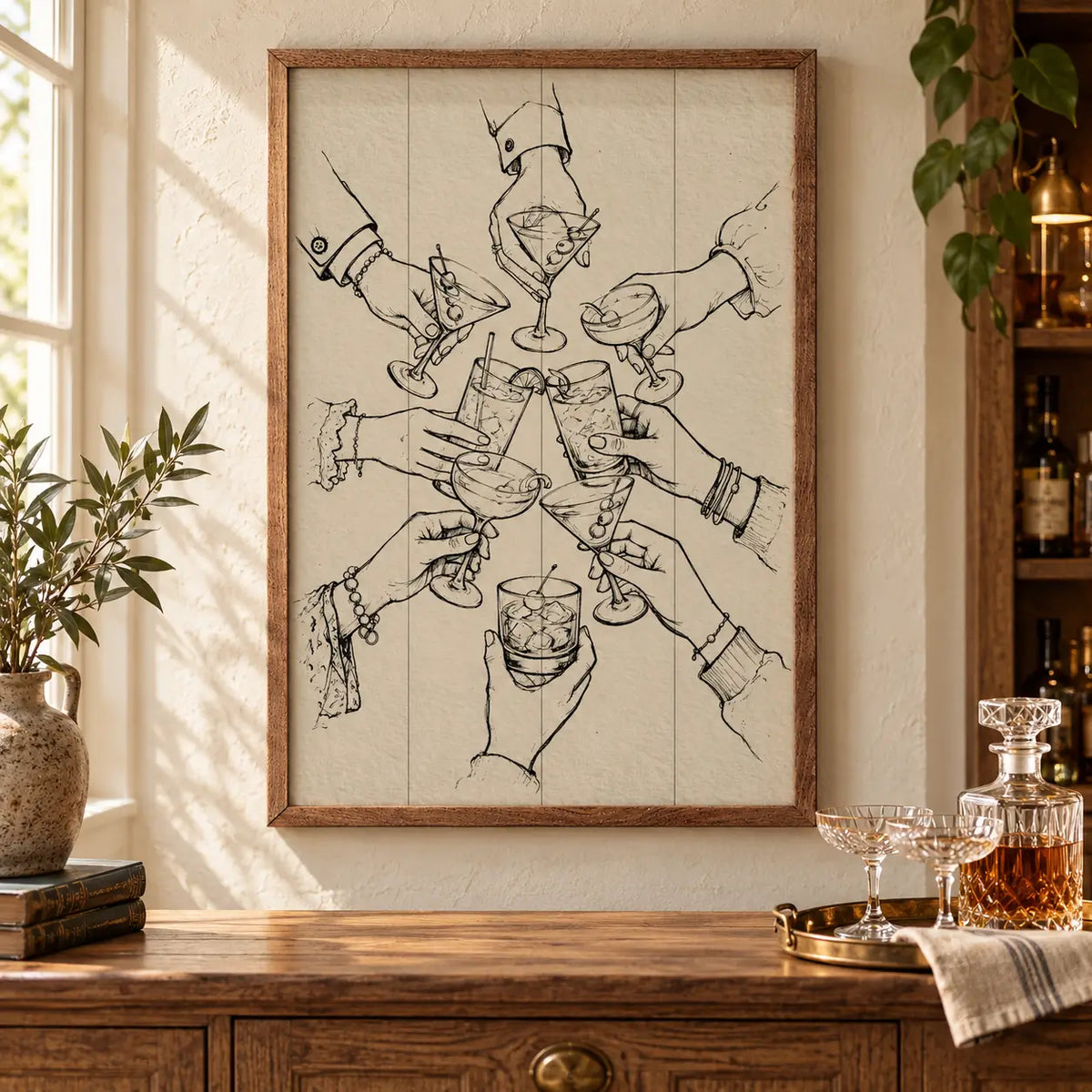Raise A Glass Wood Framed Print