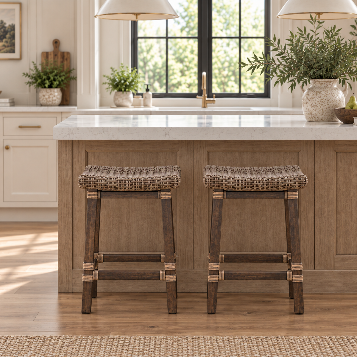 Country Woven Kubu Counter Stool