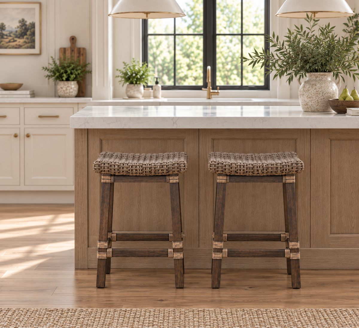 Country Woven Kubu Counter Stool