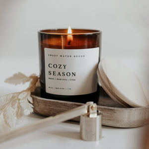 Cozy Season Soy Candle - Amber Jar - 11 oz