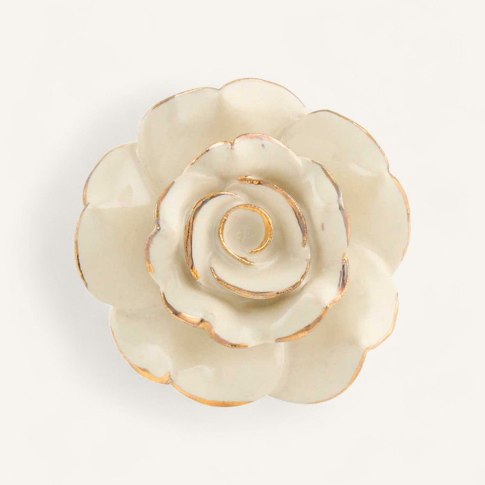 Cream & Gold Rose Knob