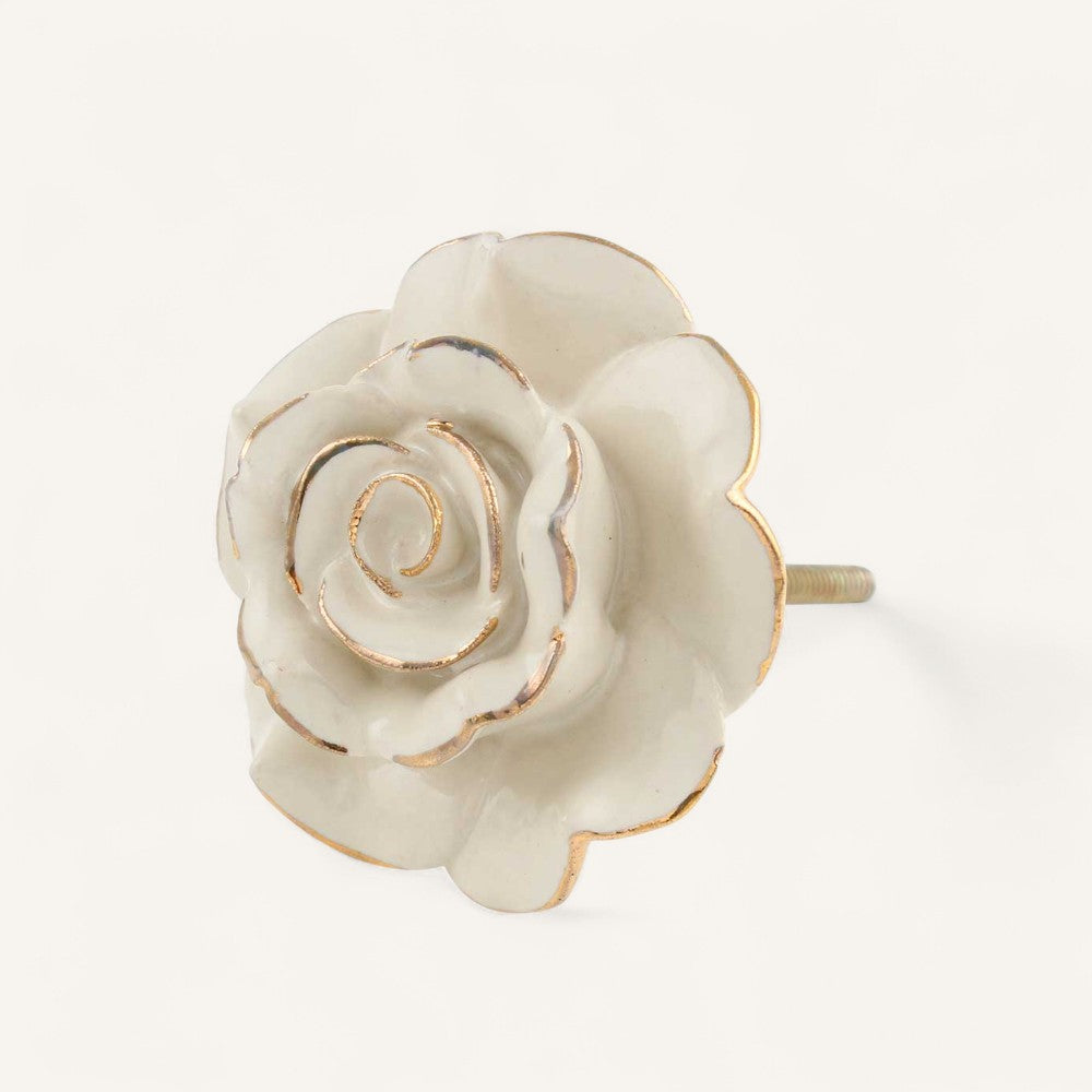 Cream & Gold Rose Knob