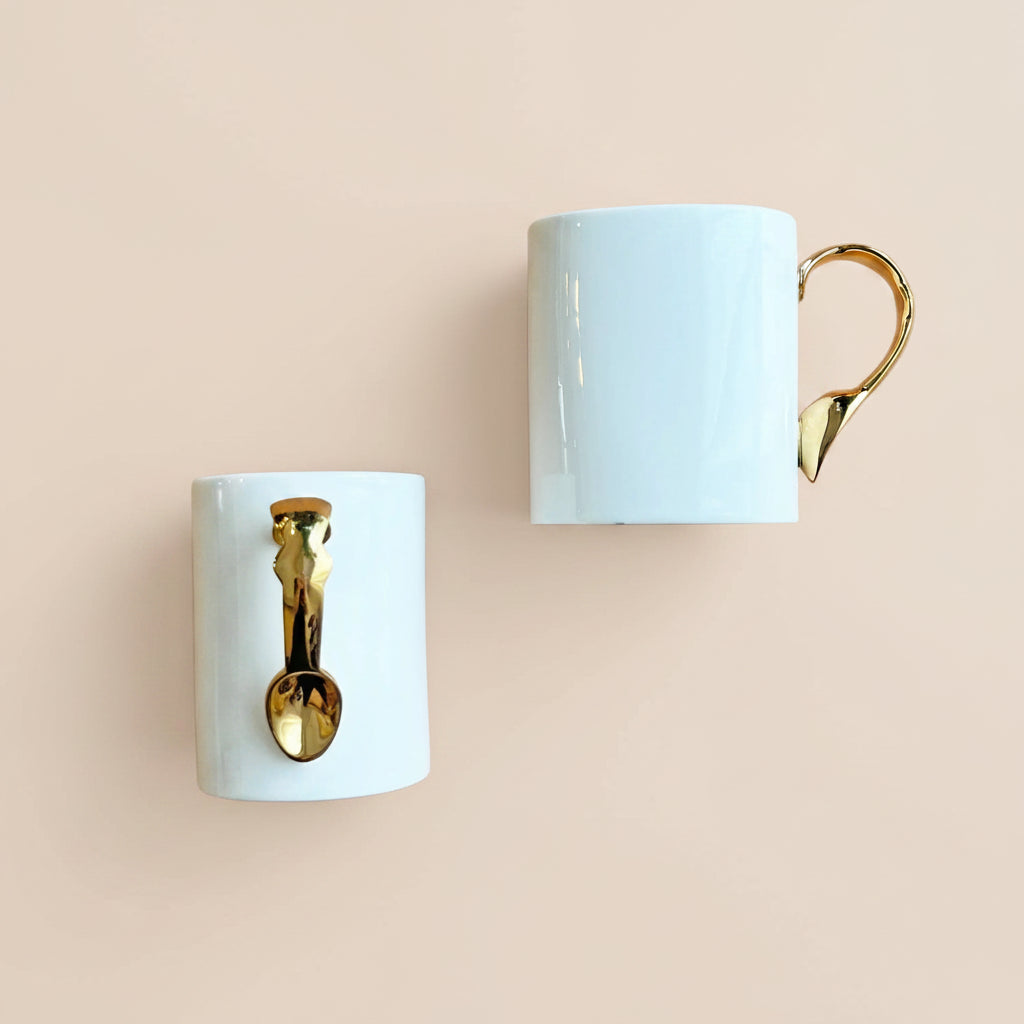 Cutlery Gold Handle Oval Mug