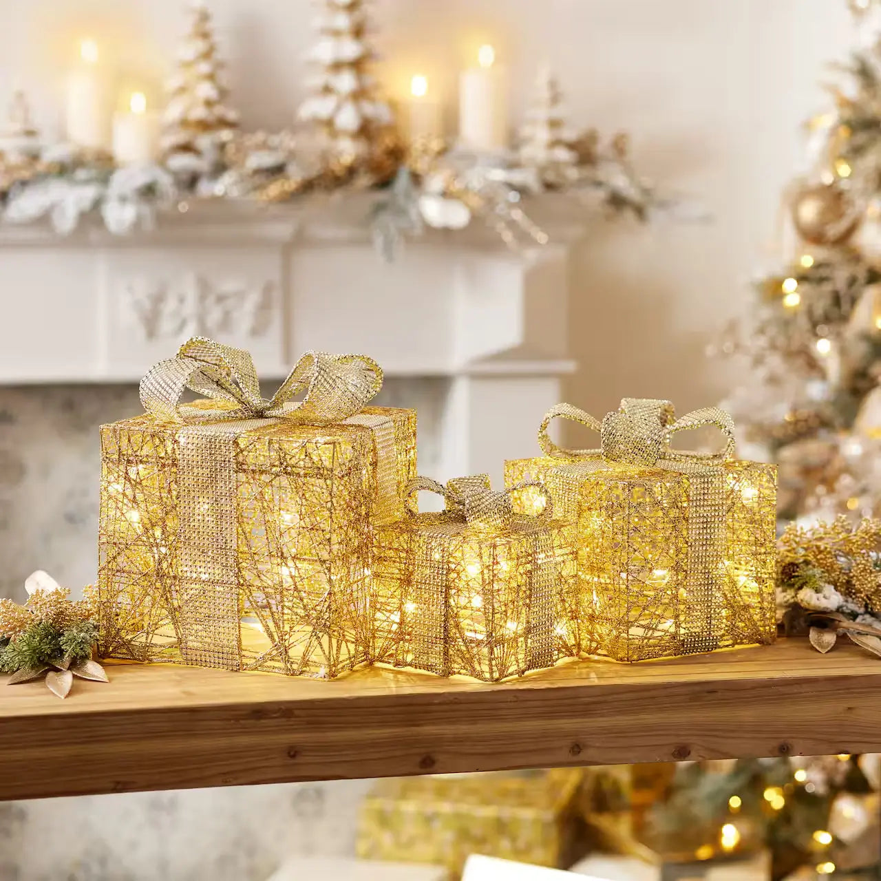 Gold LED Present Set