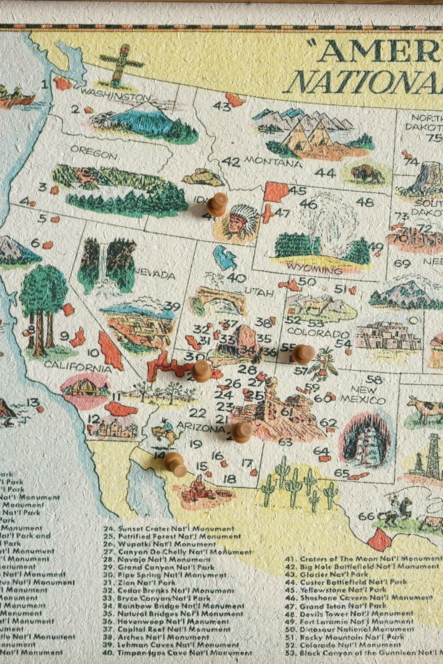 Vintage National Parks Pinboard