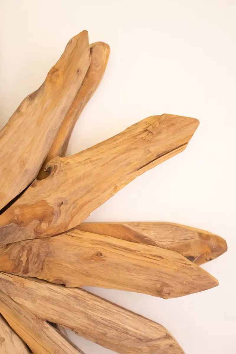 Sunburst Teakwood Wall Sculpture