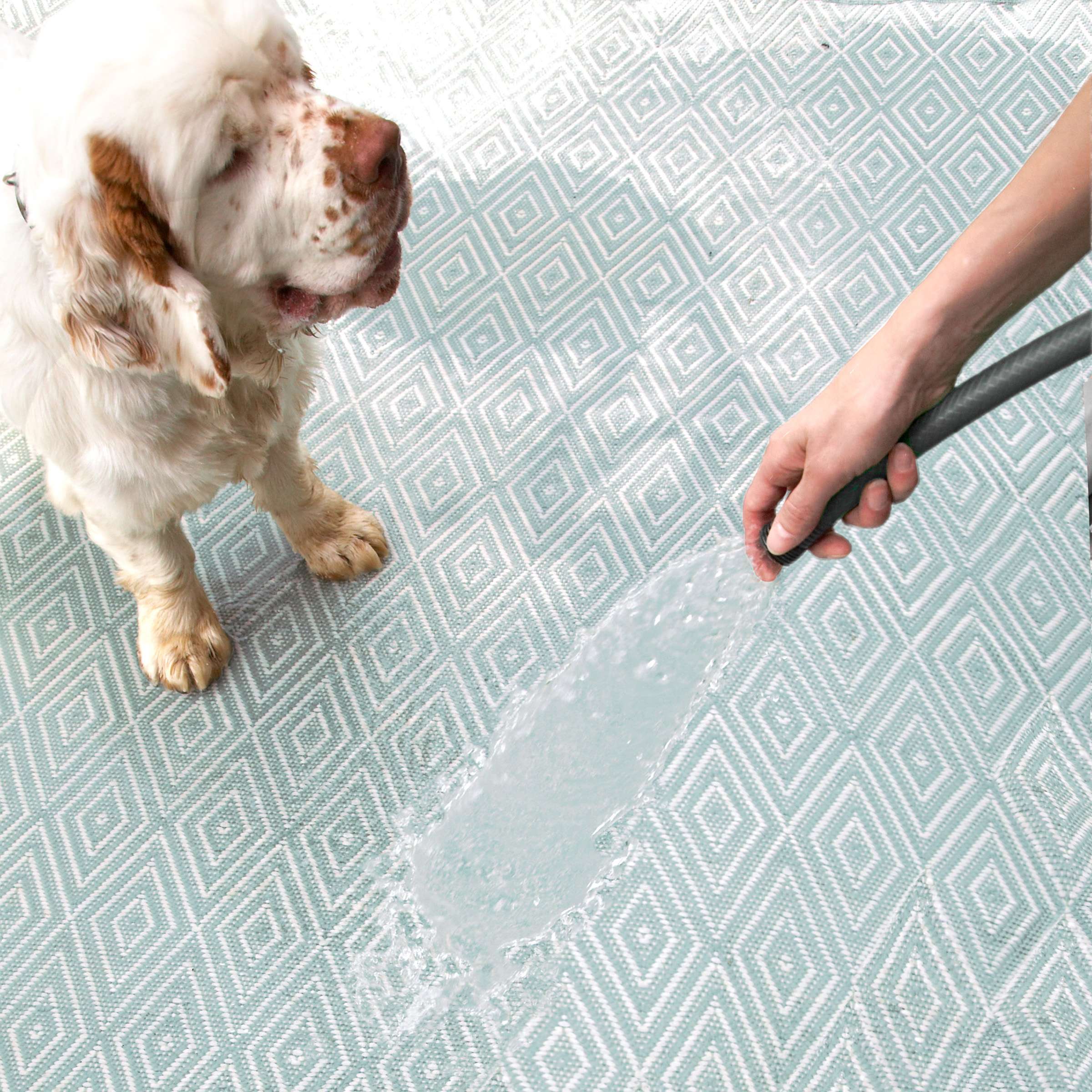 Dash & Albert Diamond Light Blue/Ivory Indoor/Outdoor Rug