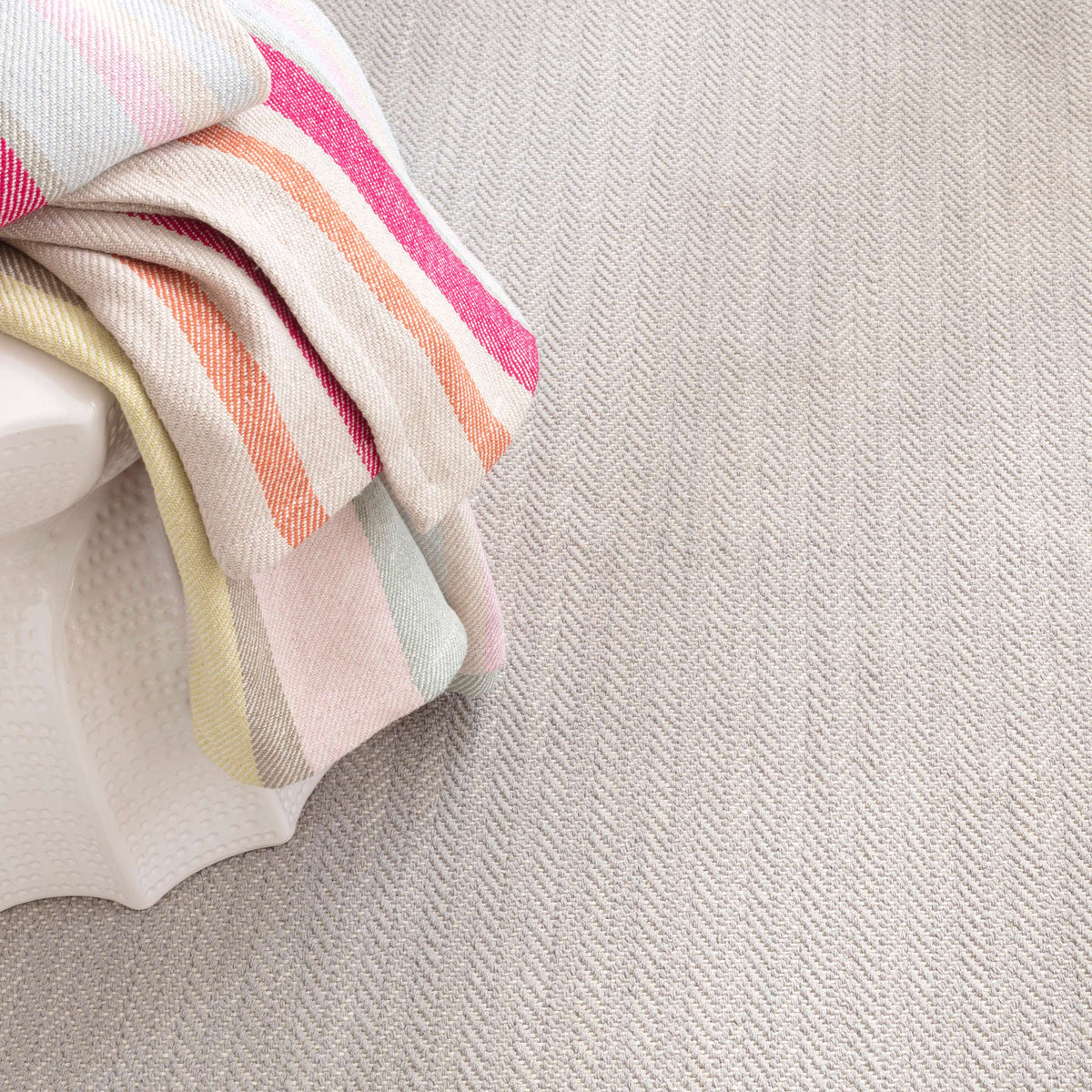 Dash & Albert Herringbone Dove Grey Woven Cotton Rug