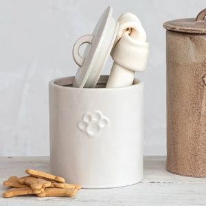 Debossed Paw Stoneware Treat Canister
