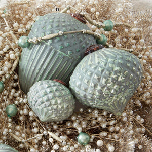 Distressed Green Glass Onion Ornament
