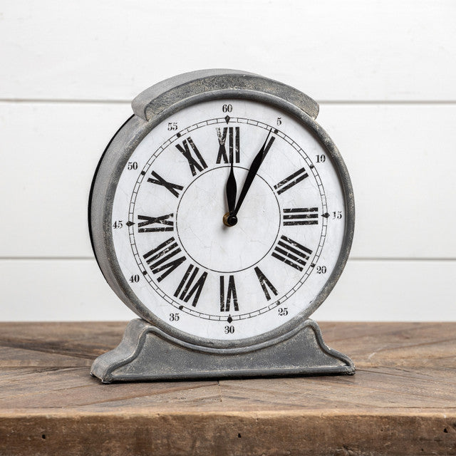 Galvanized Metal Mantel Clock