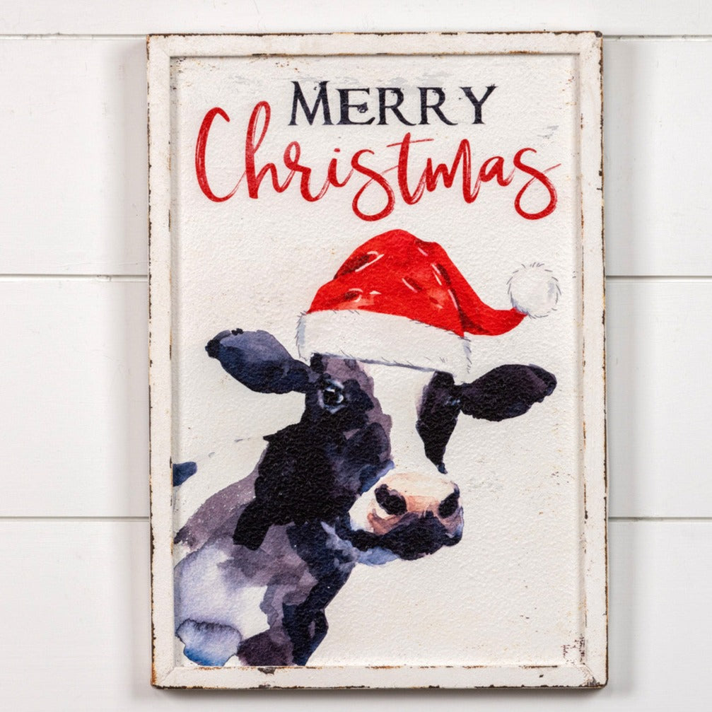Merry Christmas Cow Sign