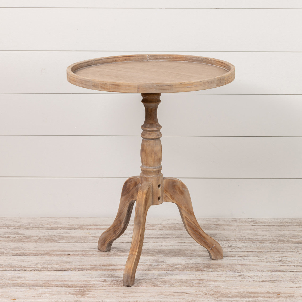 Round Wood Tray Side Table