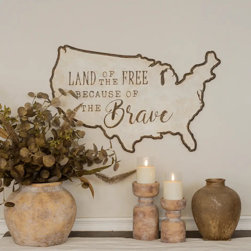 Land Of The Free Cutout Metal Sign