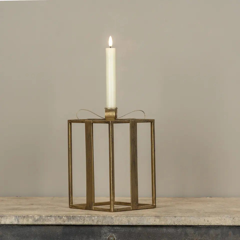 Gold Present Taper Candle Holder