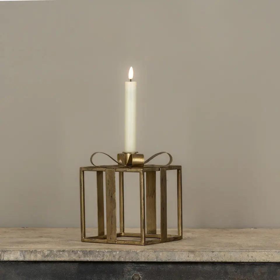 Gold Present Taper Candle Holder