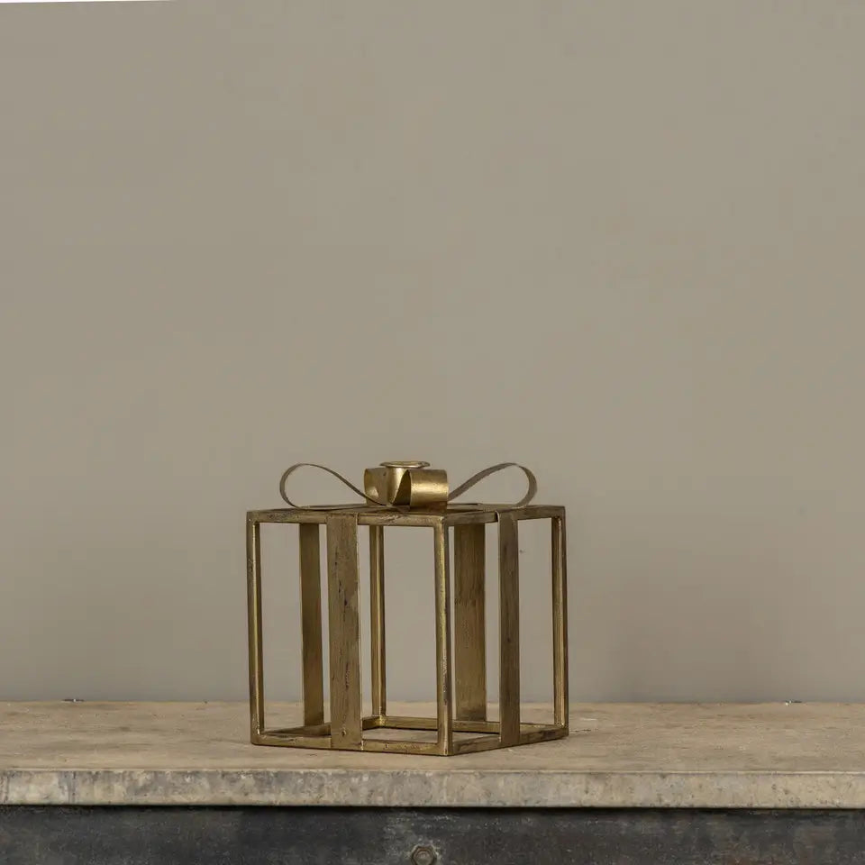 Gold Present Taper Candle Holder