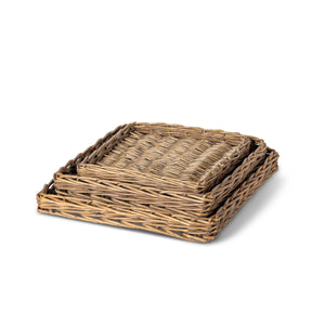 Woven Willow Square Tray Set