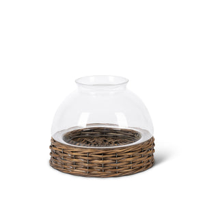 Glass Dome with Rattan Base