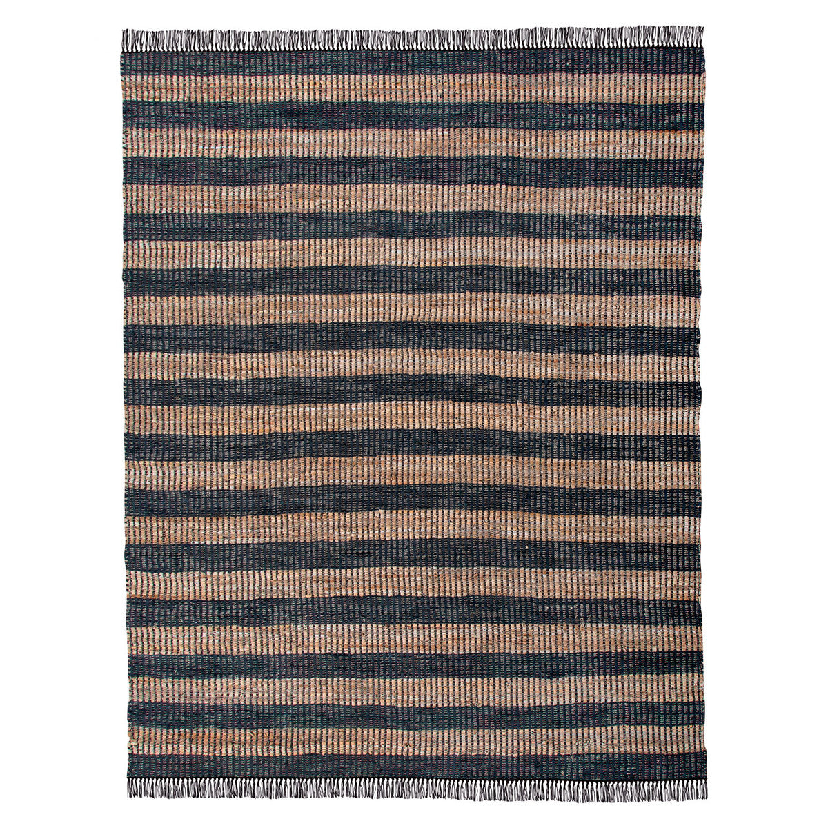 Leather and Hemp Woven Rug 8&#39; x 10&#39;