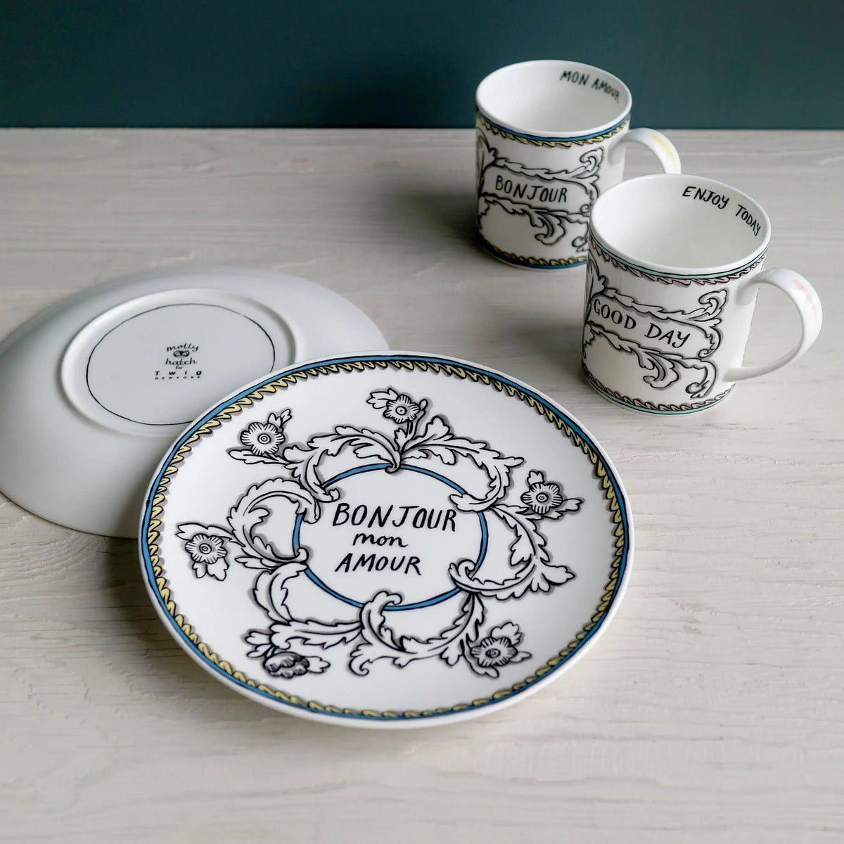 Enjoy Today & Bonjour Bone China Mug