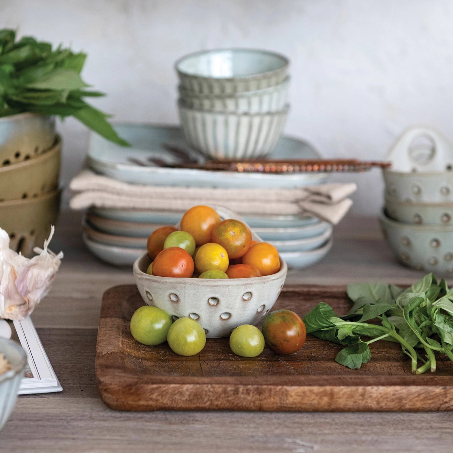 Etched Botanicals Mango Wood Tray
