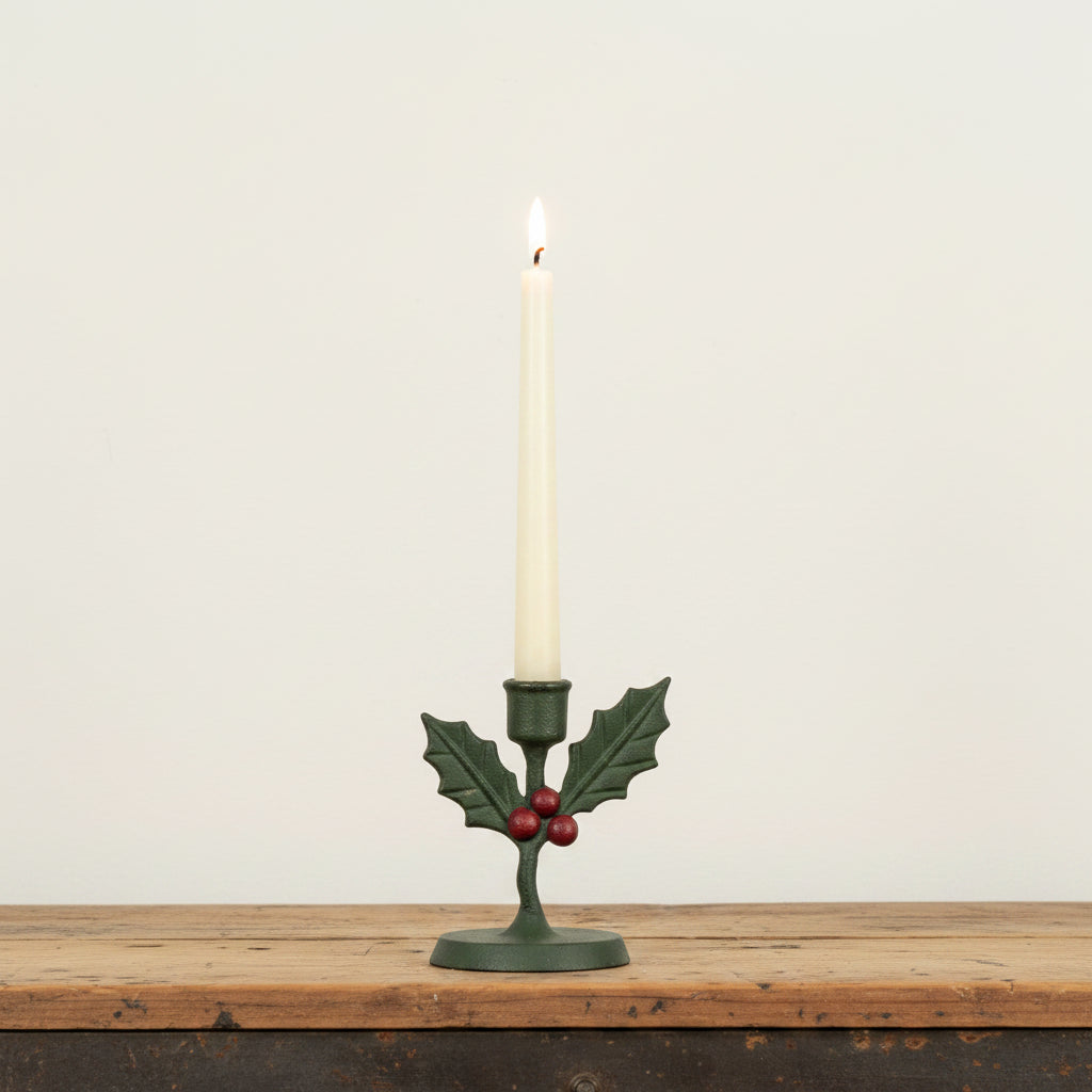Holly & Berries Taper Candle Holder