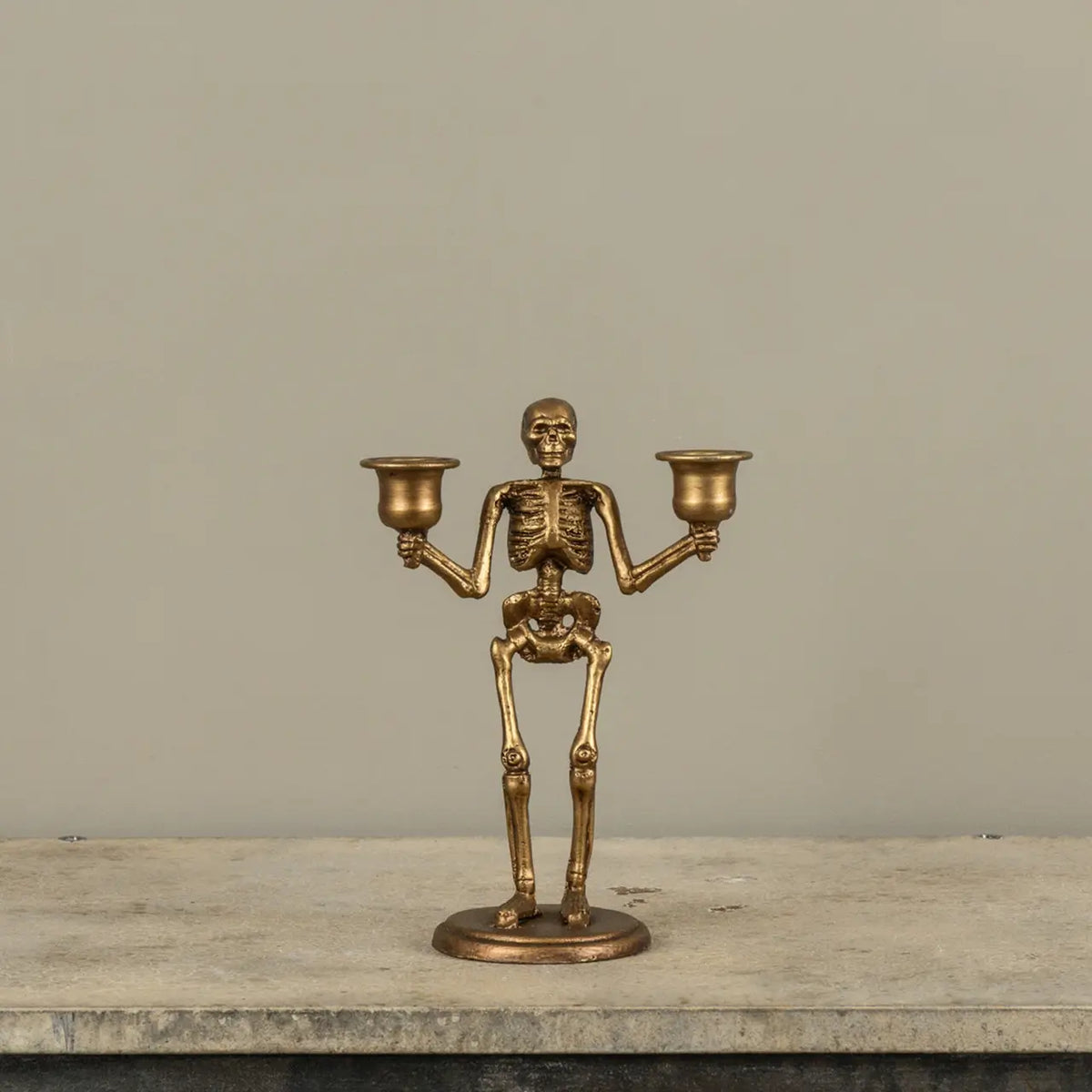 Gold Skeleton Taper Candle Holder