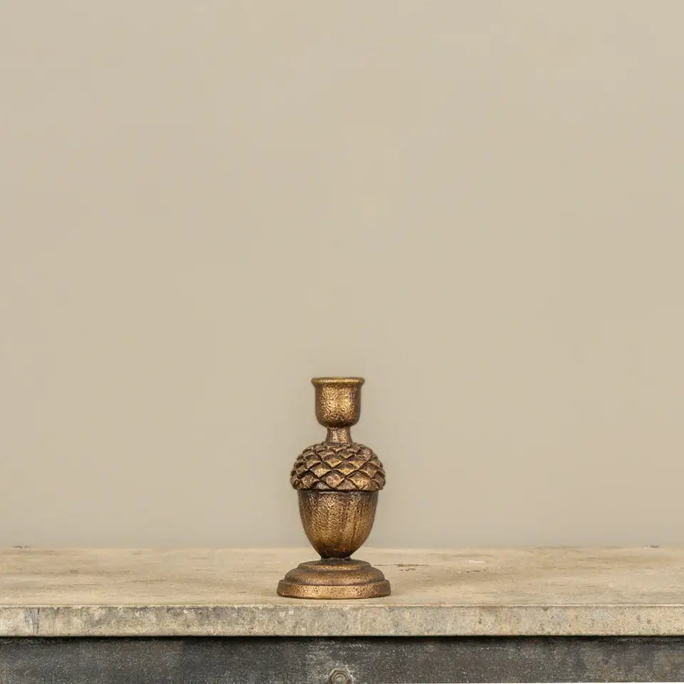 Bronze Pinecone Taper Candle Holder