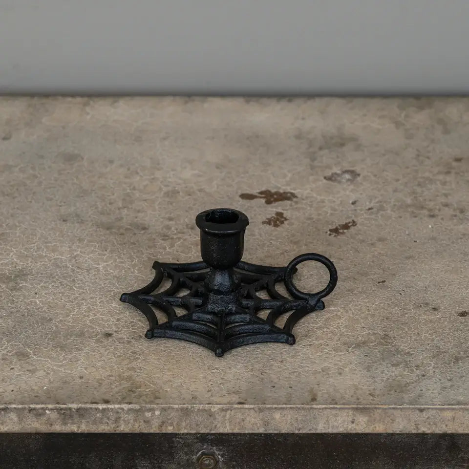 Black Spider Web Taper Candle Holder