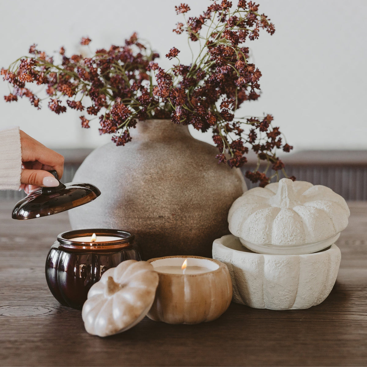 Cashmere & Vanilla Cement Pumpkin Jar Candle