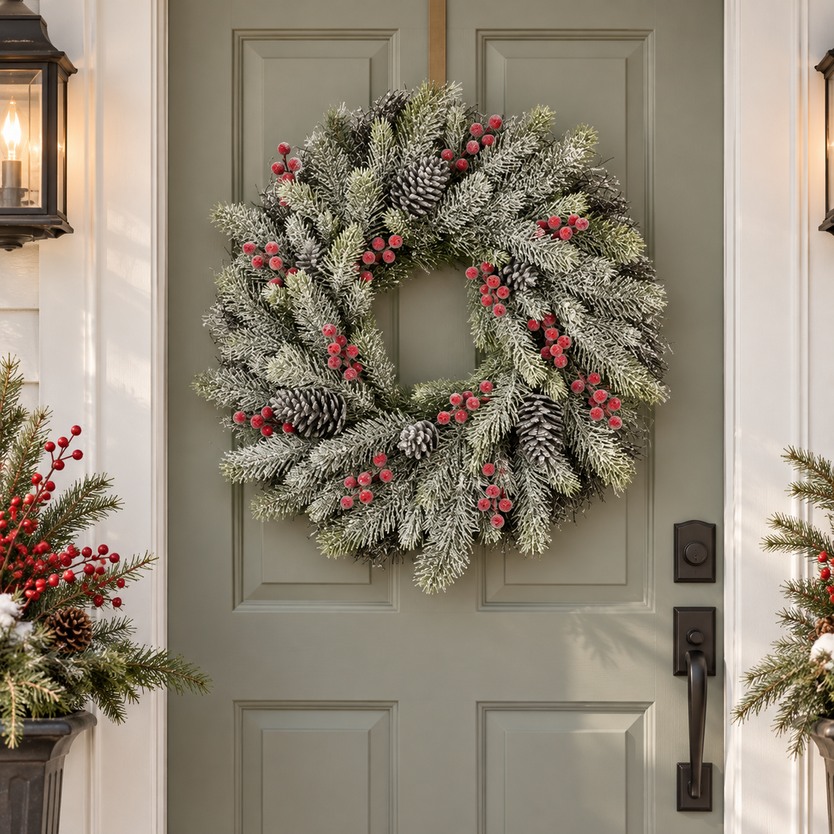 Frosted Pine & Berry Wreath
