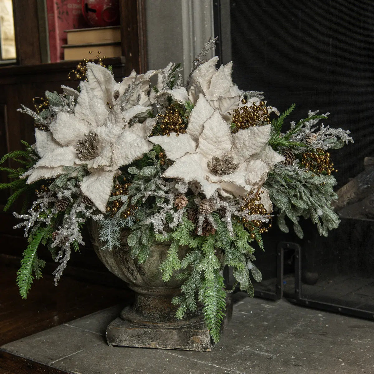 Frosted Holly & Pinecones Pick
