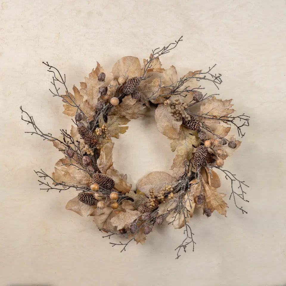 Frosted Woodland Leaf Wreath