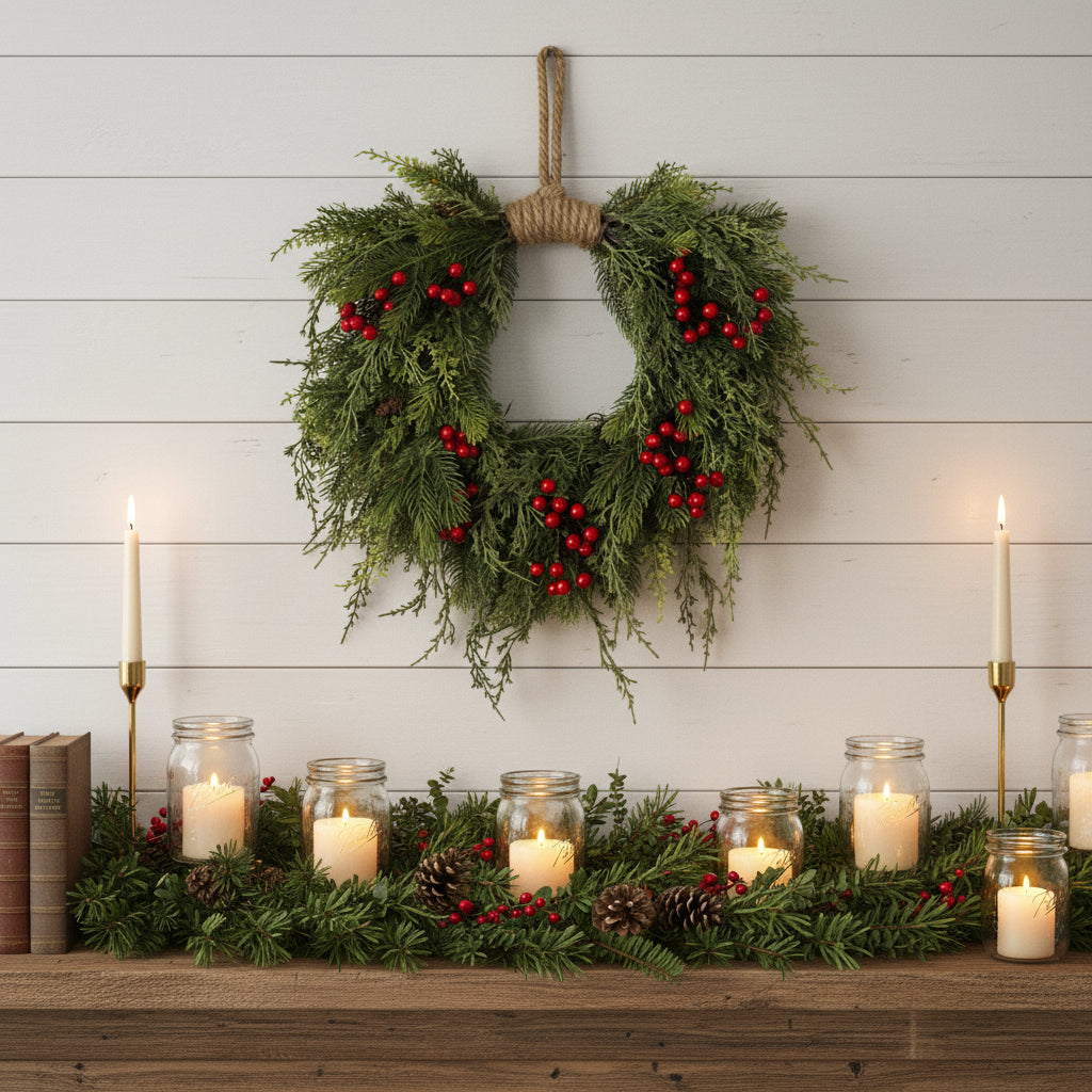 Pine, Cedar & Berries Hanging Wreath