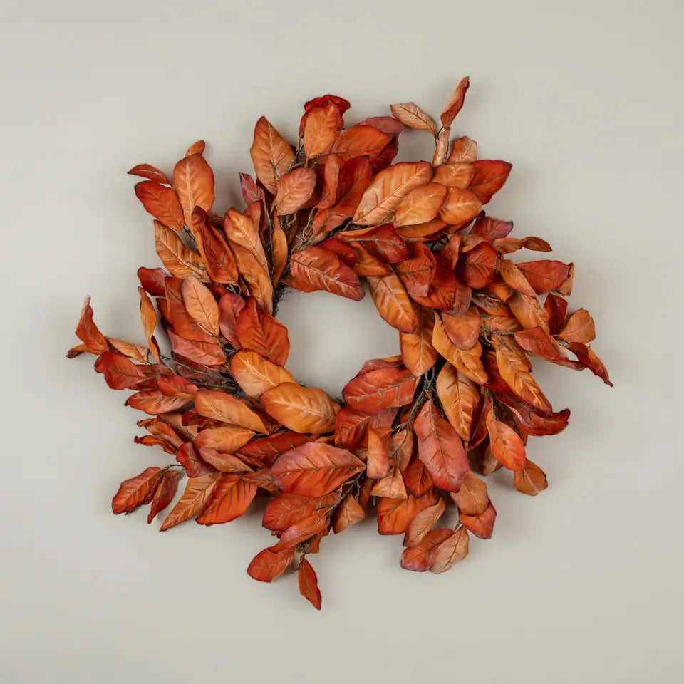 Dried Orange Magnolia Leaves Wreath